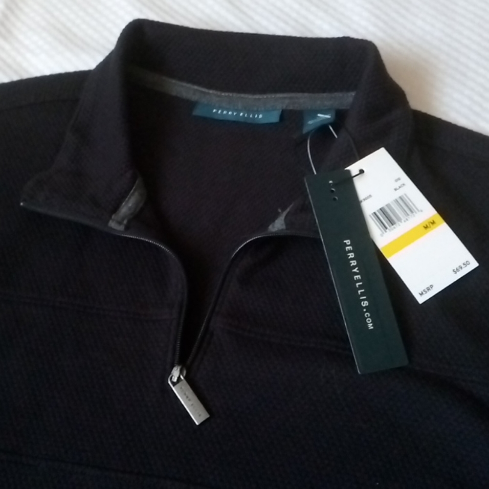 PERRY ELLIS Cotton/Poly Partial Zip Size M NWT